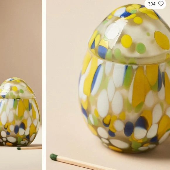 Anthropologie NIB Mini Cheena Egg Fresh White Cashmere & Musk Glass Candle - Picture 3 of 16